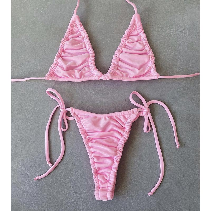 KAIA — Pink Thong Bikini Set