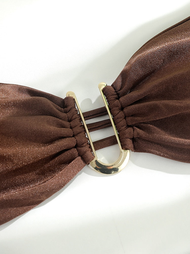 SUMMER — Brown Bandeau Bikini