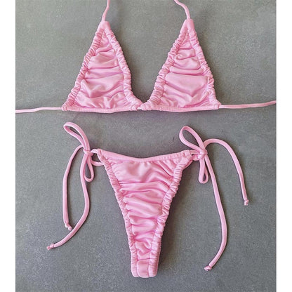 KAIA — Pink Thong Bikini Set