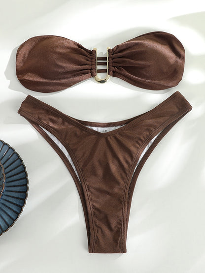SUMMER — Brown Bandeau Bikini
