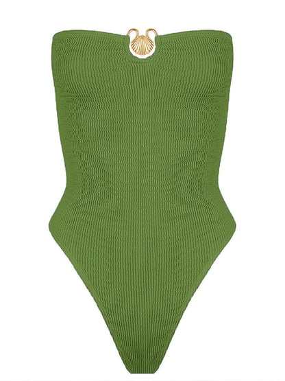 BAMBI — Bandeau Strapless One Piece with Shell Jewel